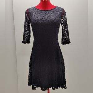 LUSH black 3/4-sleeve lace dress